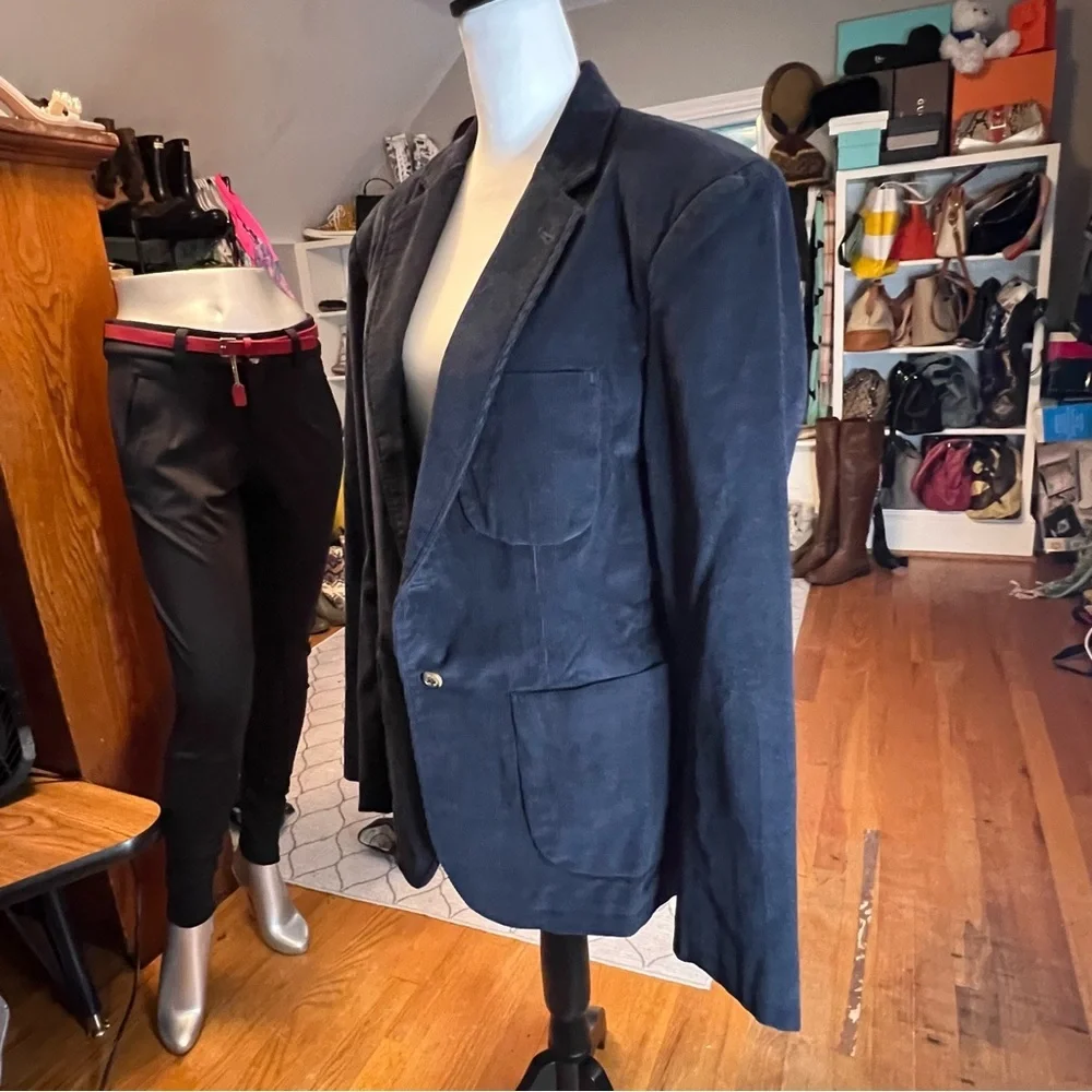 JACHS Men's Navy Corduroy Blazer Sz L